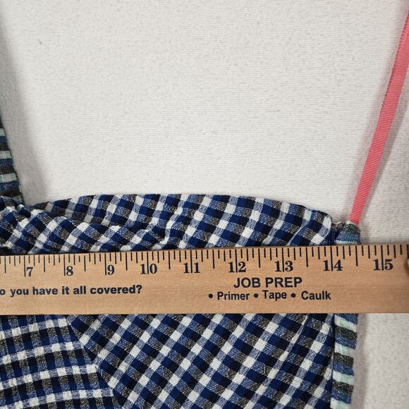 Anthro Maeve Waverly Midi Plaid One Shoulder Dress sz 2 Blue Multi Hanky Hem - Picture 13 of 15